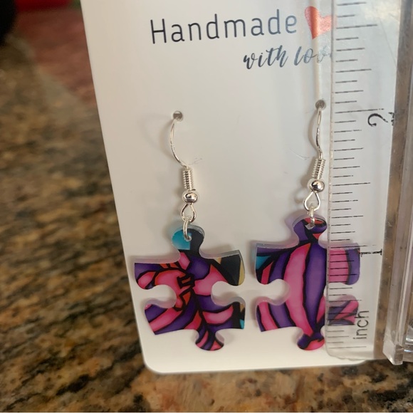 Handmade puzzle earrings - Picture 10 of 11